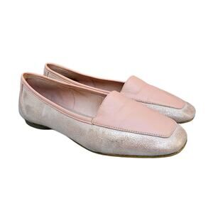 Peach Shimmer Flats Donald J Pliner Deedee Size 7.5 SquareToe Leather Dusty Pink